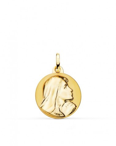 Medalla oro 18k Virgen María rezando 18 mm