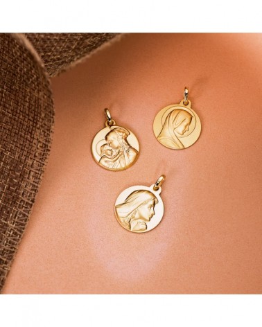 Medalla oro 18k Virgen Madre Divina Ternura 18mm