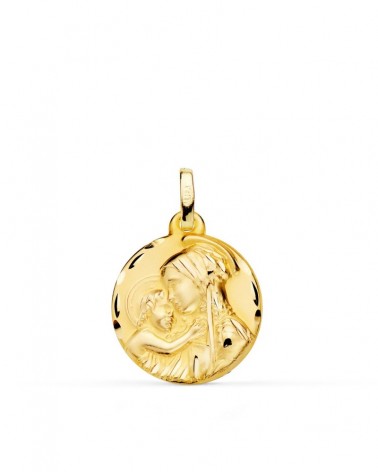 Medalla oro 18k Virgen Madre Divina Ternura 18mm