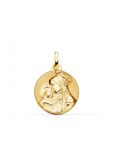 Medalla oro 18k Virgen Divina Ternura 18mm