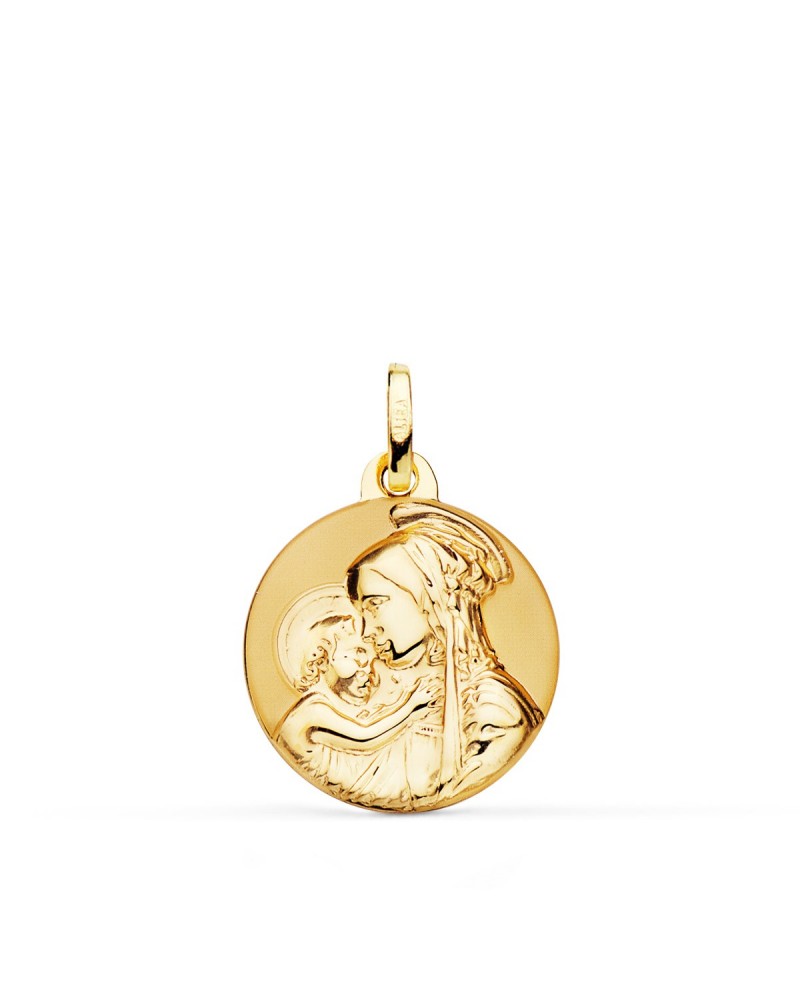 Medalla oro 18k Virgen Divina Ternura 18mm