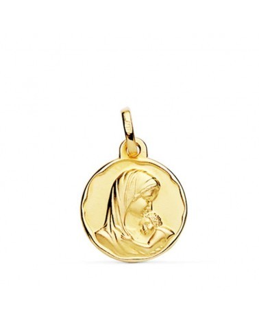 Medalla oro 18k Virgen María amor maternal 16mm