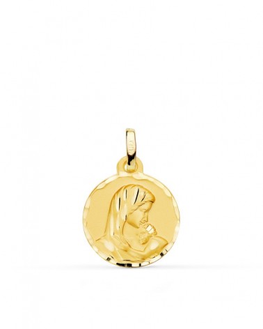 Medalla oro 18k Virgen María madre amor maternal 16mm
