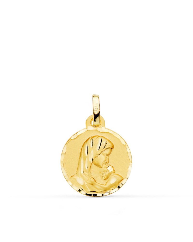 Medalla oro 18k Virgen María madre amor maternal 16mm