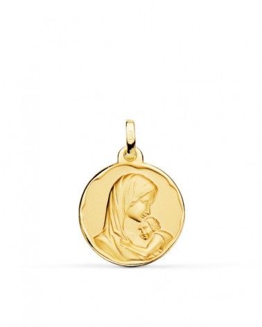 Medalla oro 18k Virgen María amor maternal 18mm