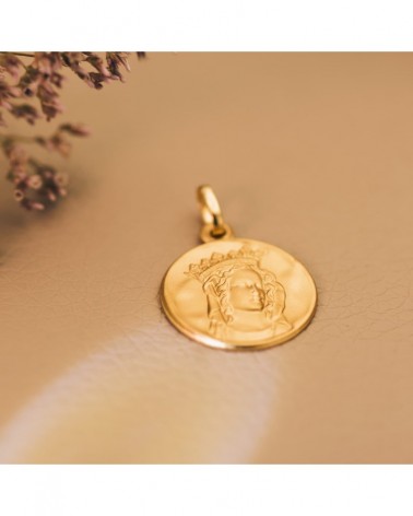 Medalla oro 18k Virgen María Notre Dame París 18mm