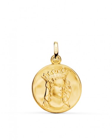 Medalla oro 18k Virgen María Notre Dame 20 mm