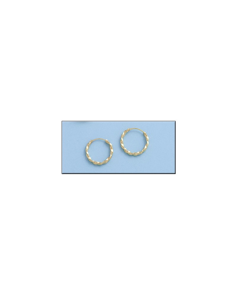 Aros oro 18k rizados 13mm diámetro interior
