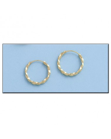 Aros oro 18k rizados 13mm diámetro interior