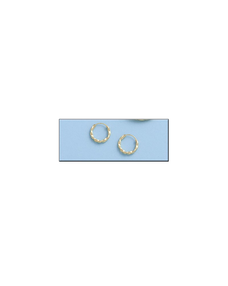 Aros oro 18k rizados 9mm