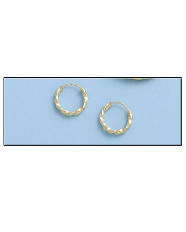 Aros oro 18k rizados 9mm