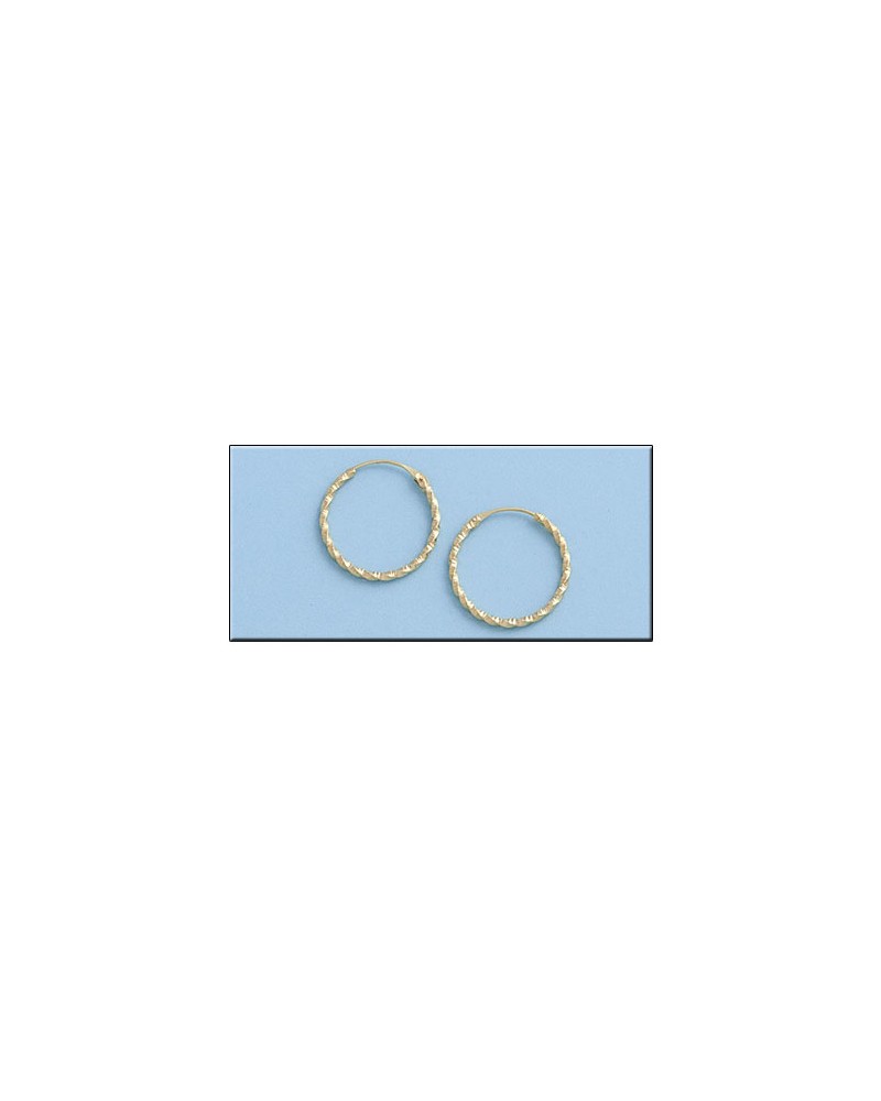 Aros oro 18k rizados 17mm diámetro