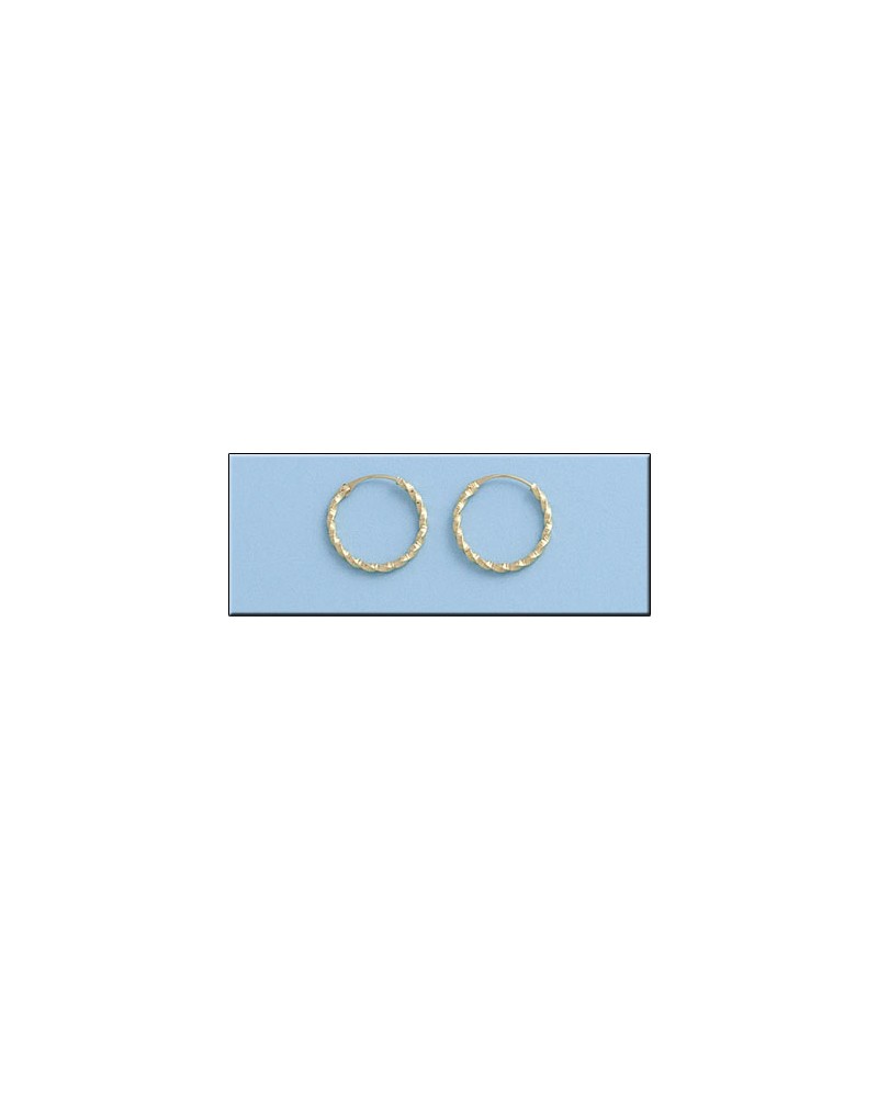 Aros oro 18k rizados 13mm diámetro interior