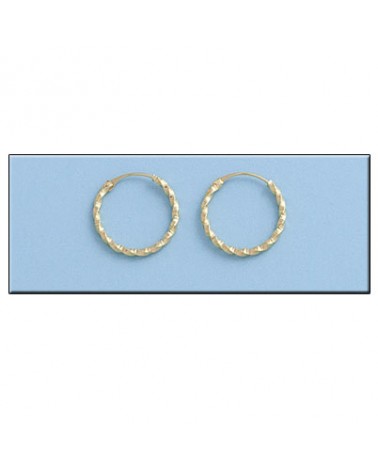 Aros oro 18k rizados 13mm diámetro interior