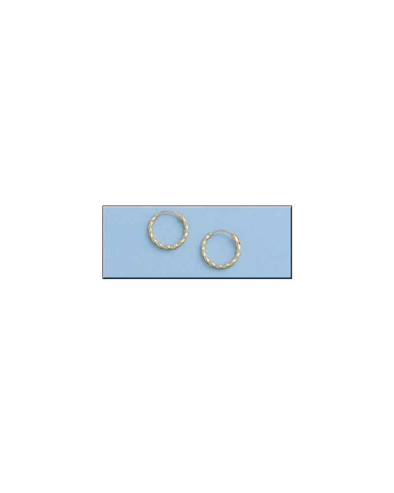 Aros oro 18k rizados 11mm diámetro interior