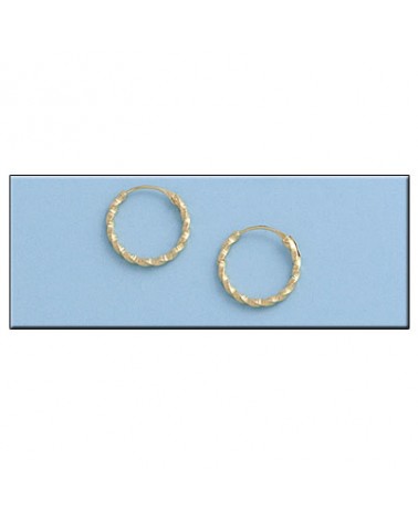 Aros oro 18k rizados 11mm diámetro interior