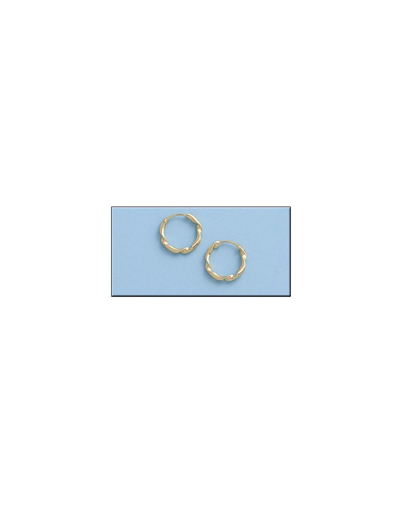 Aros oro 18k rizados 11mm diámetro interior