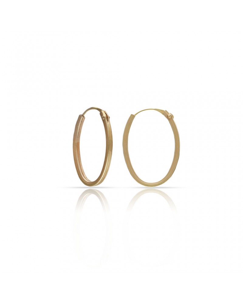 Aros oro 18k ovalados 4 caras 8x12mm