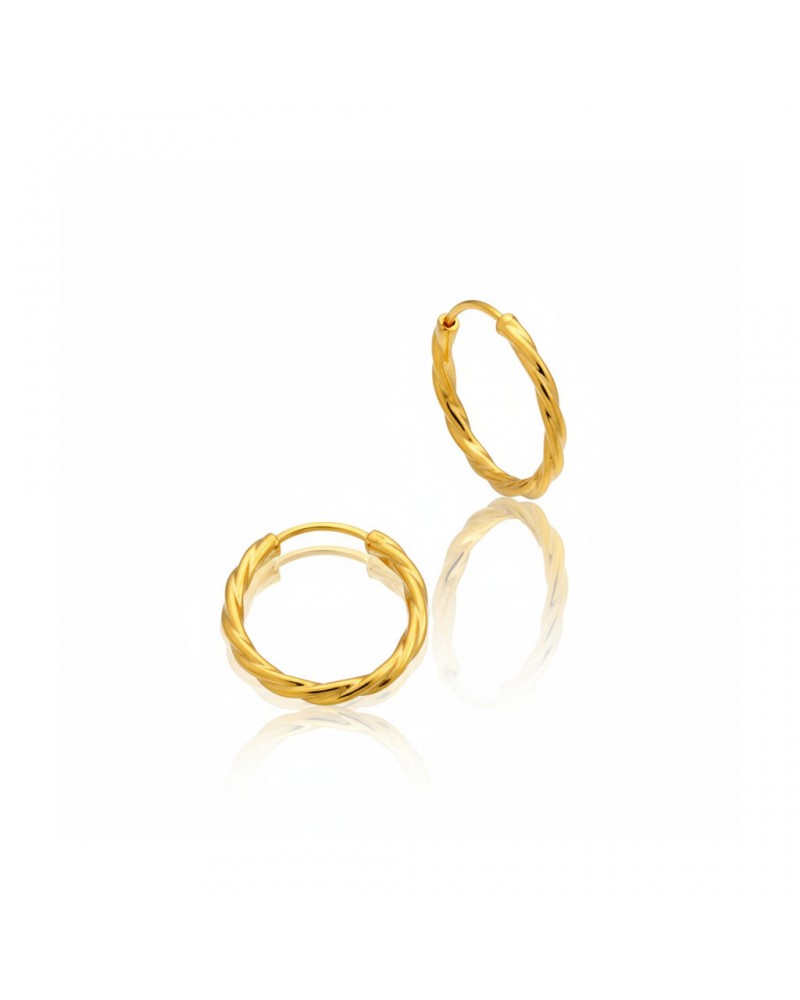 Aros oro 18k torcidos 10mm diámetro