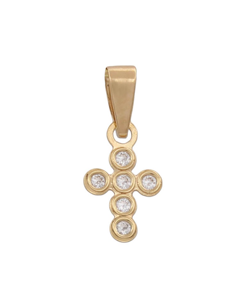 Cruz oro 18k circonitas 7x11mm