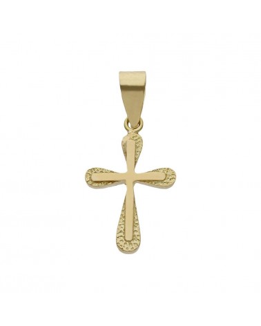 Cruz oro 18k tallada brillo 10x16mm