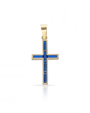 Cruz oro 18k piedras azules 10x17mm