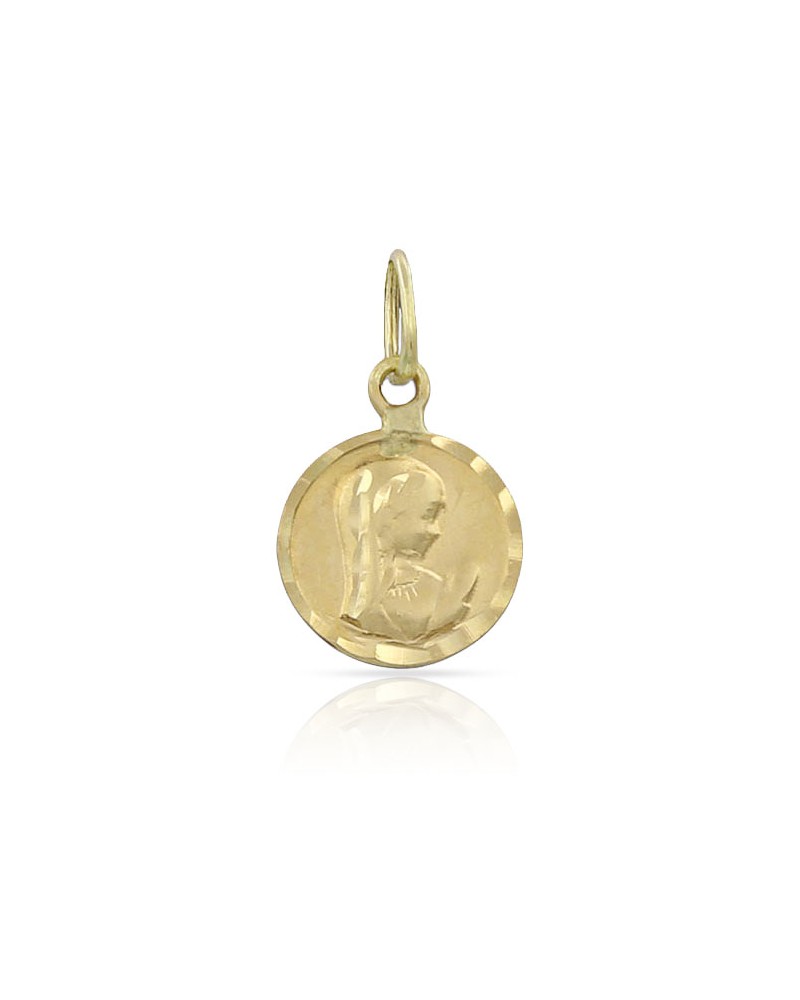 Medalla oro 18k Virgen niña lenteja 8mm