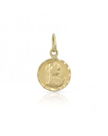 Medalla oro 18k Virgen niña lenteja 8mm