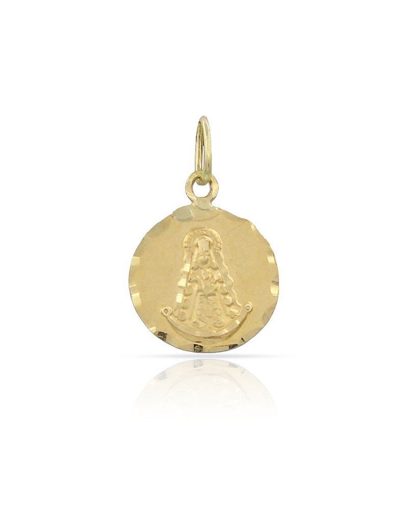 Medalla oro 18k Virgen del Rocío lenteja 10mm