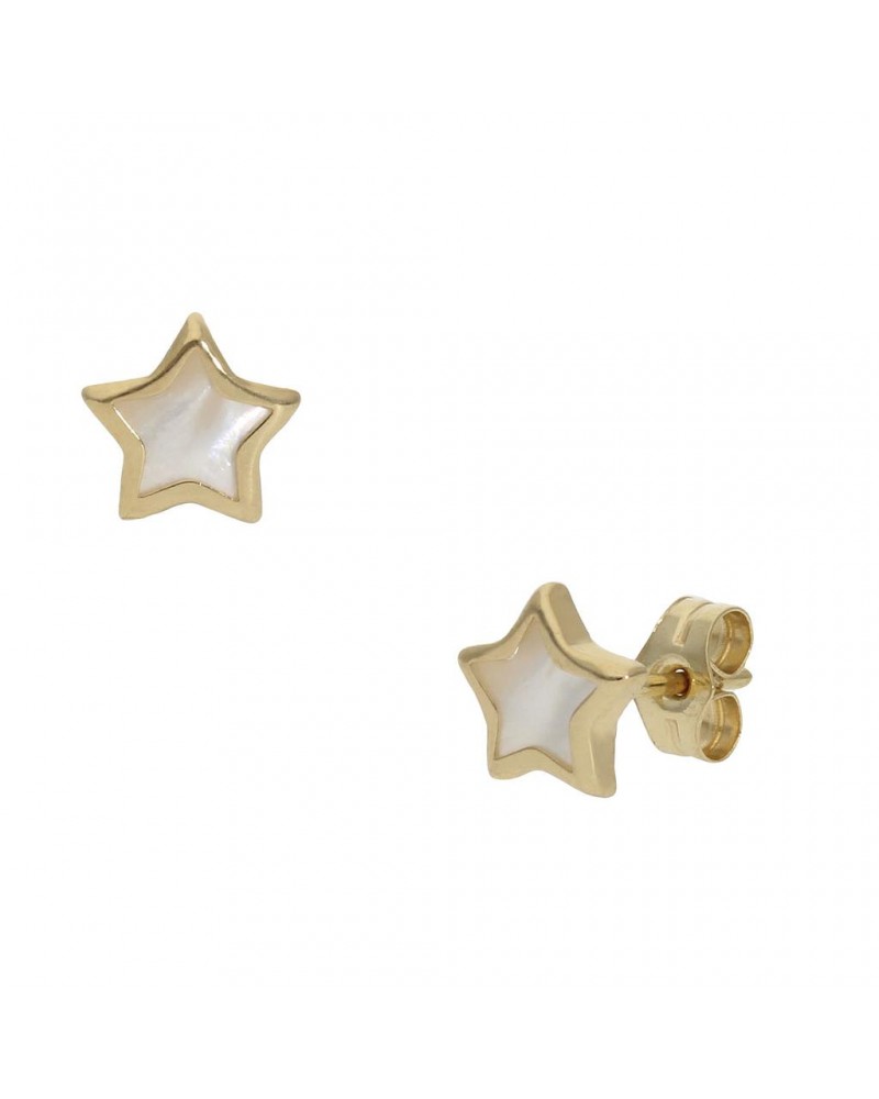 Pendientes oro 18k estrella nácar 5mm
