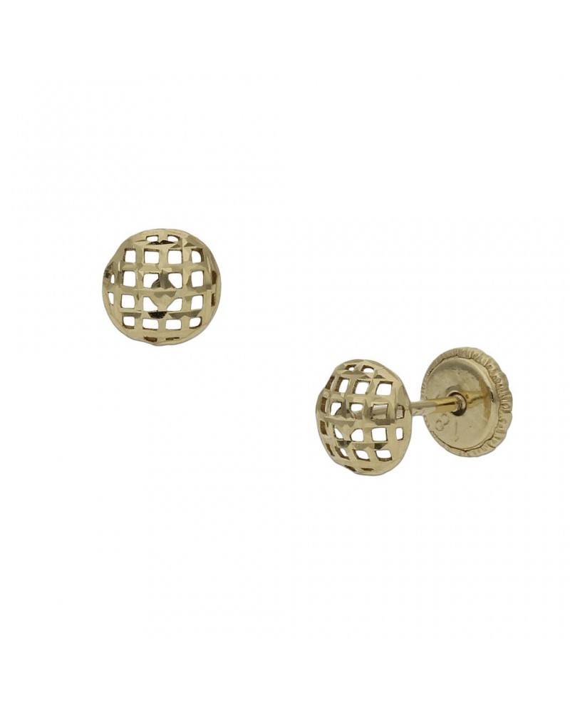 Pendientes oro 18k tornillo redondos tallados 5mm