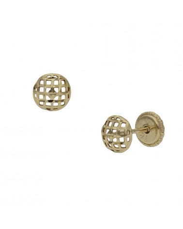 Pendientes oro 18k tornillo redondos tallados 5mm