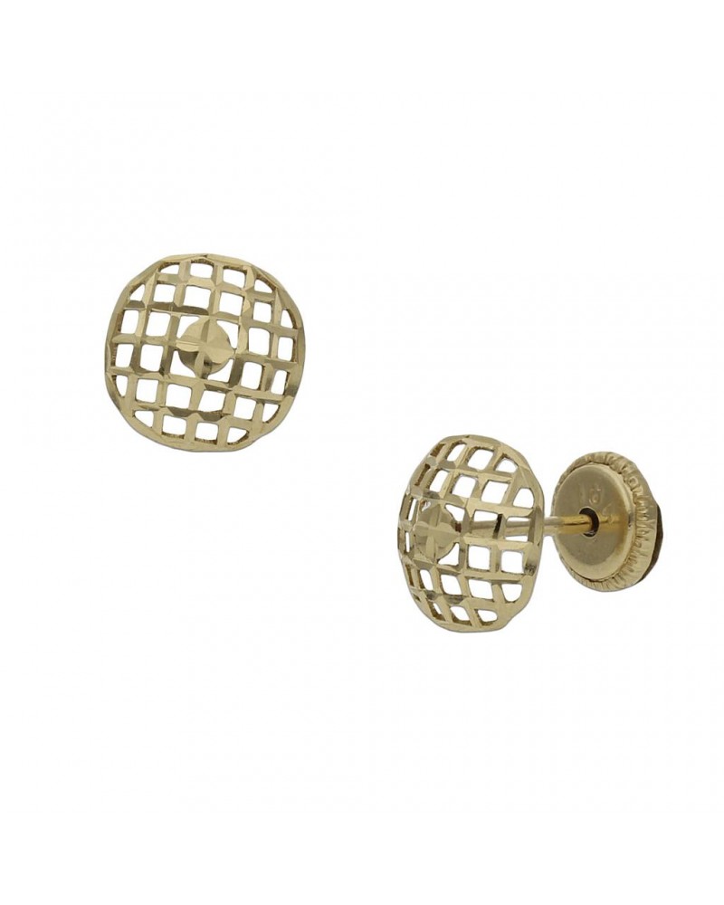 Pendientes oro 18k tornillo redondos calados 7mm