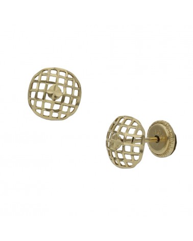 Pendientes oro 18k tornillo redondos calados 7mm