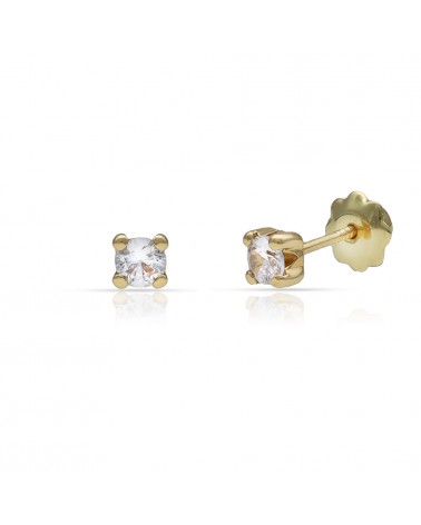 Pendientes oro 18k tornillo circonita 3,5mm