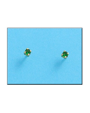 Pendientes oro 18k tornillo crisopal verde 3,5mm