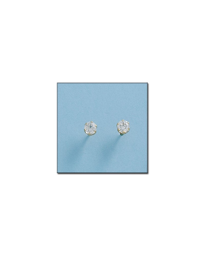 Pendientes oro 18k tornillo circonita 4mm
