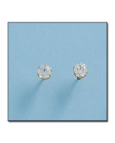 Pendientes oro 18k tornillo circonita 4mm