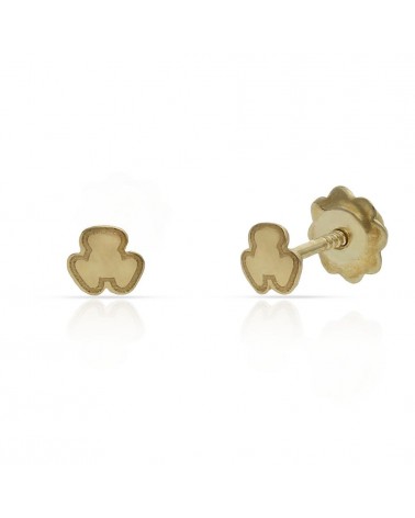 Pendientes oro 18k trébol tornillo 4mm bebé