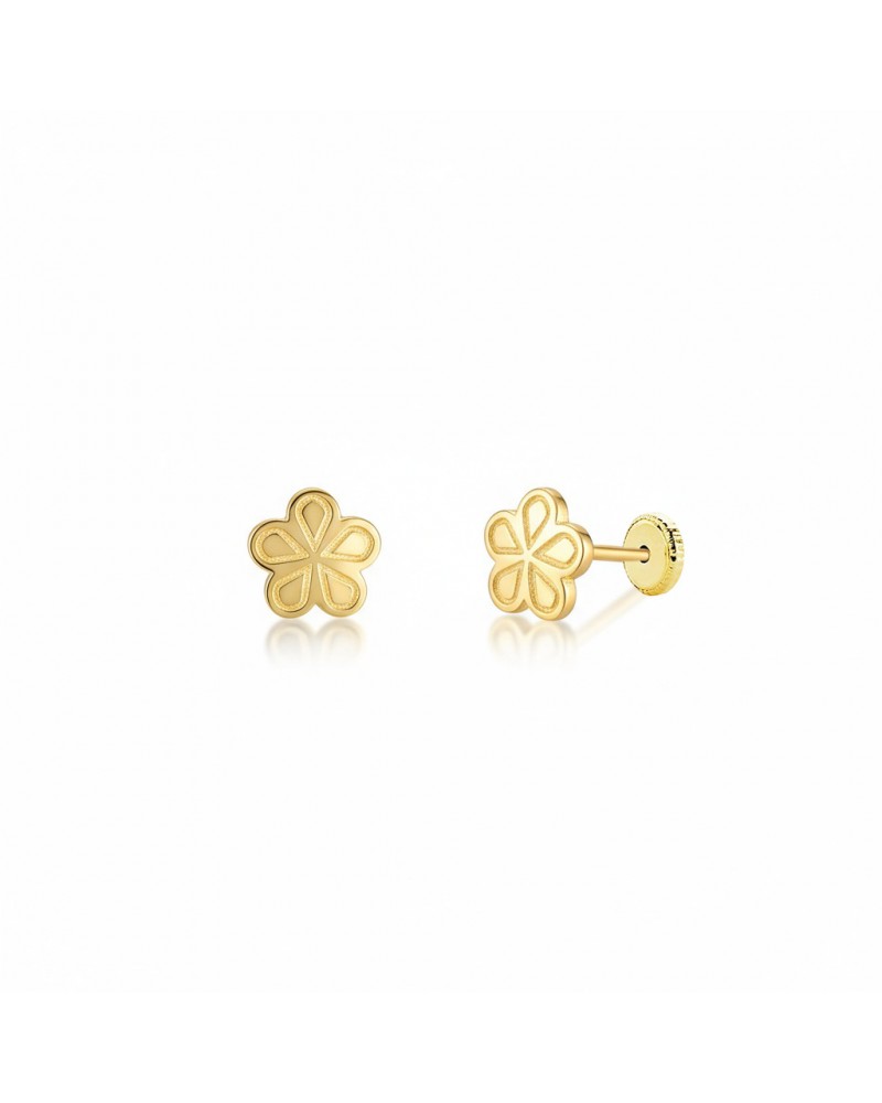 Pendientes oro 18k tornillo flor 3,5mm