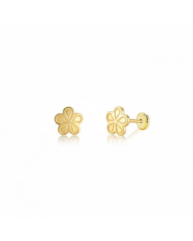 Pendientes oro 18k tornillo flor 3,5mm