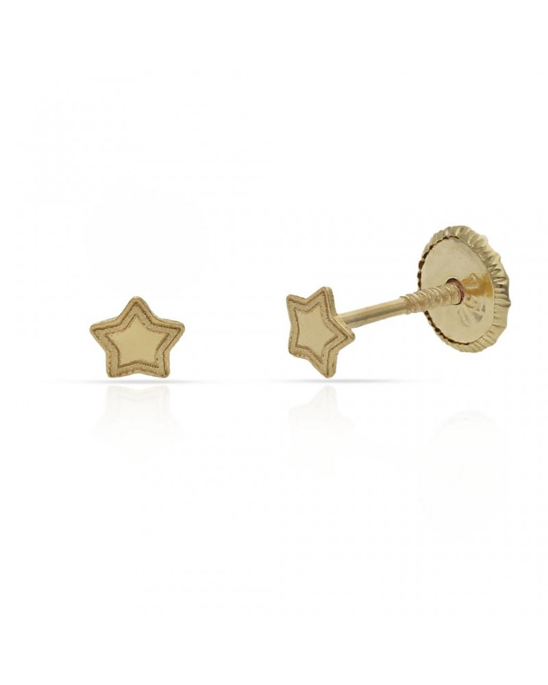 Pendientes oro 18k tornillo estrella 3,5mm