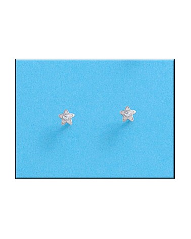 Pendientes oro blanco 18k estrellas circonitas tornillo 4mm