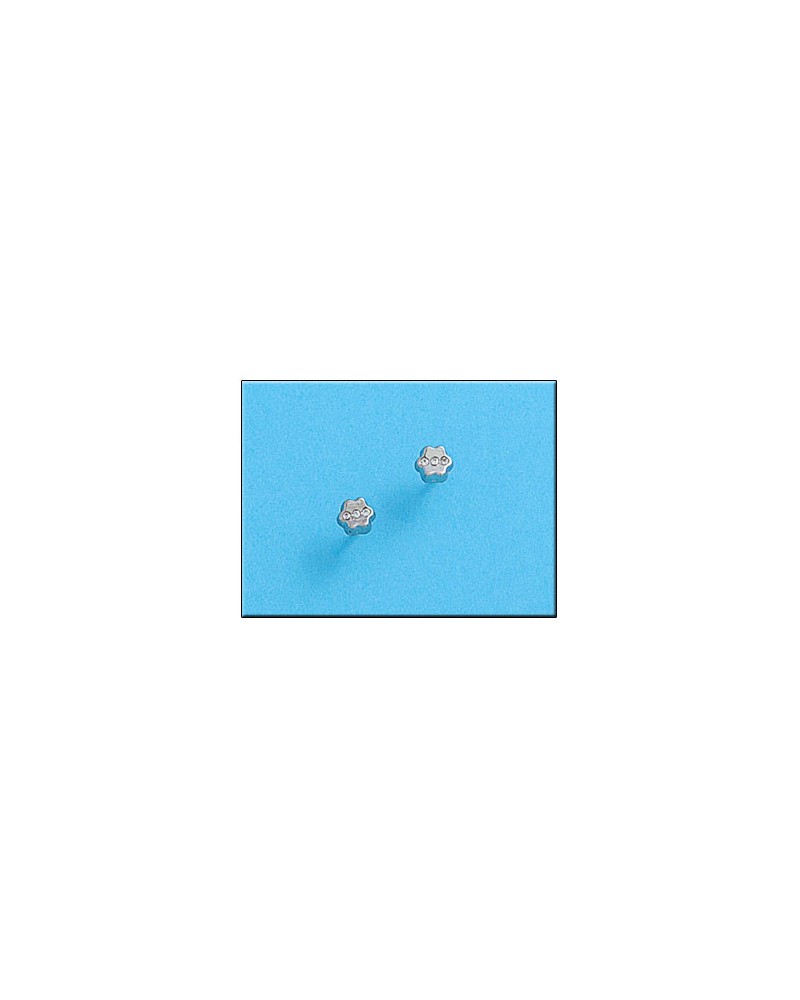 Pendientes oro blanco 18k flor circonitas 4,5mm tornillo