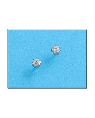 Pendientes oro blanco 18k flor circonitas 4,5mm tornillo