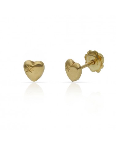 Pendientes oro 18k tornillo corazón 4,5x5mm bebé