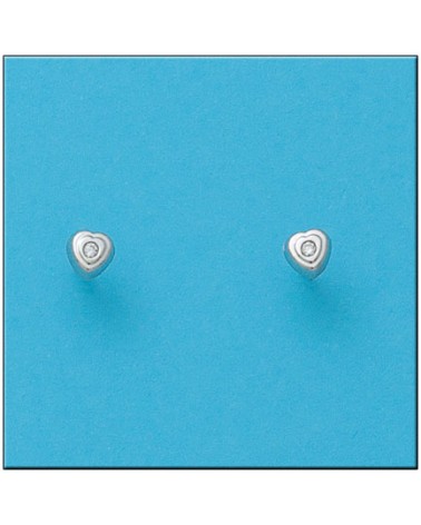 Pendientes oro blanco 18k tornillo corazón circonita 4,5mm