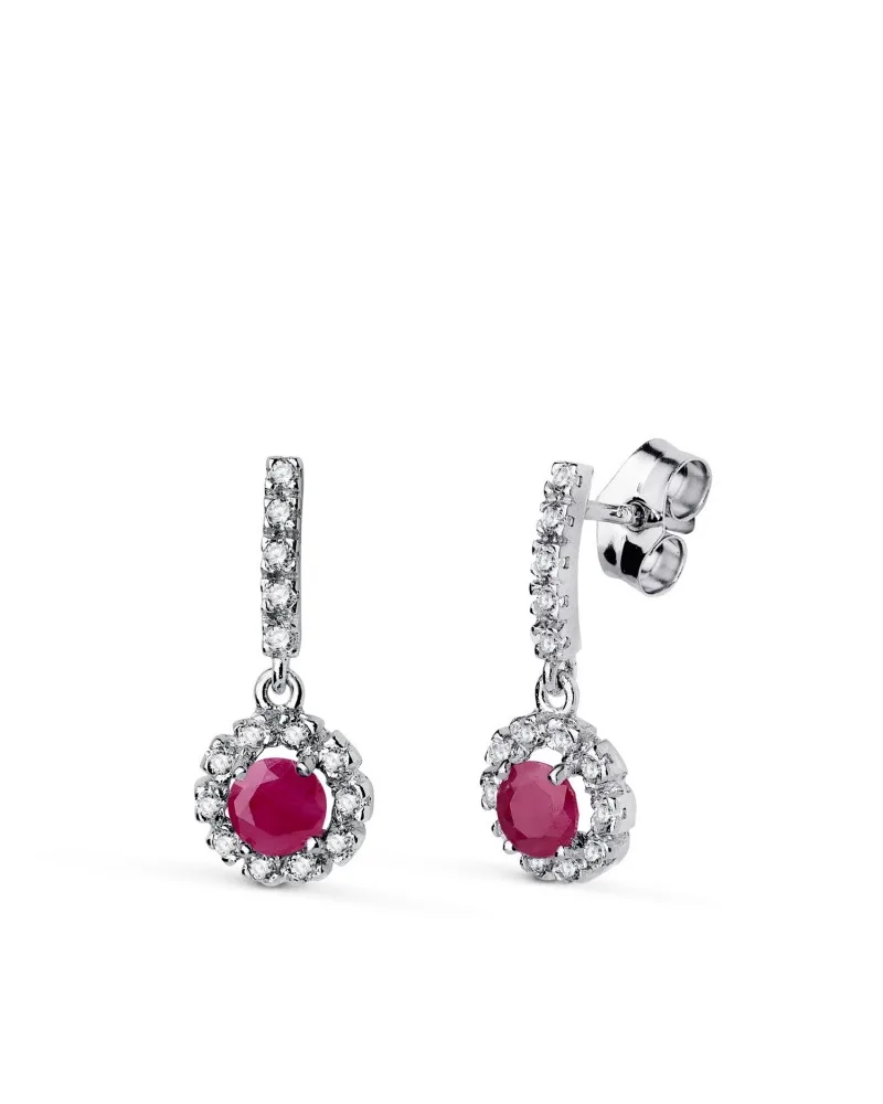 Pendientes oro blanco 18K zafiro 0,56 quilates circonitas