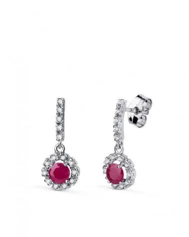 Pendientes oro blanco 18K zafiro 0,56 quilates circonitas