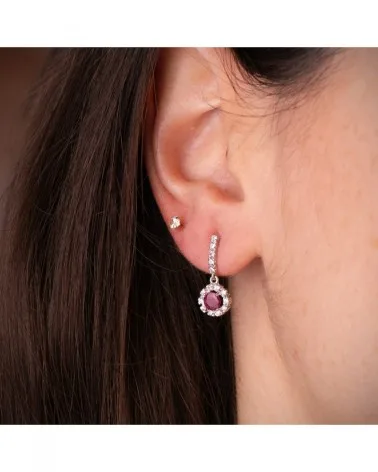 Pendientes oro blanco 18K zafiro 0,56 quilates circonitas - foto 2
